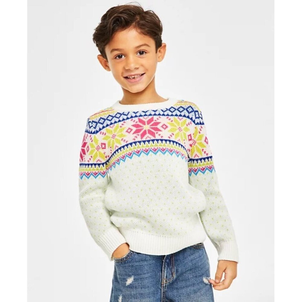 Holiday Lane Toddler Boys 4T Multi-Color Fair Isle Sweater Lime Green $40 116